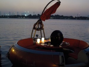 BBQ Donuts on the Creek at sunset.